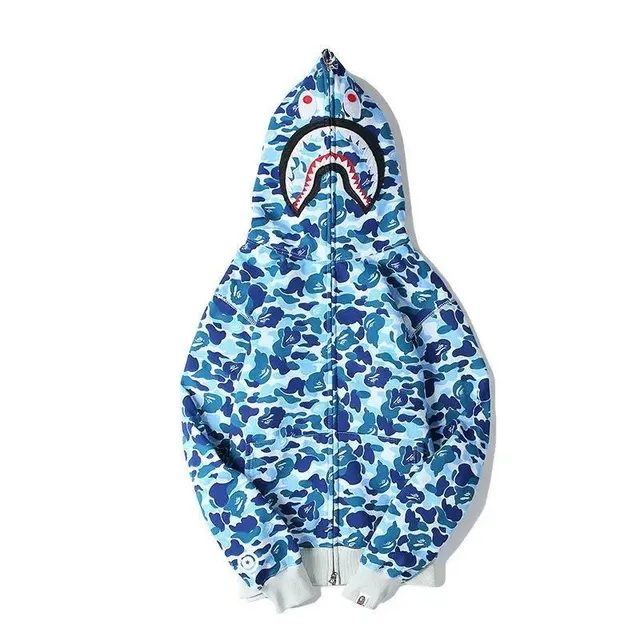 BAPE Shark Full Zip Hoodie Blue Camo