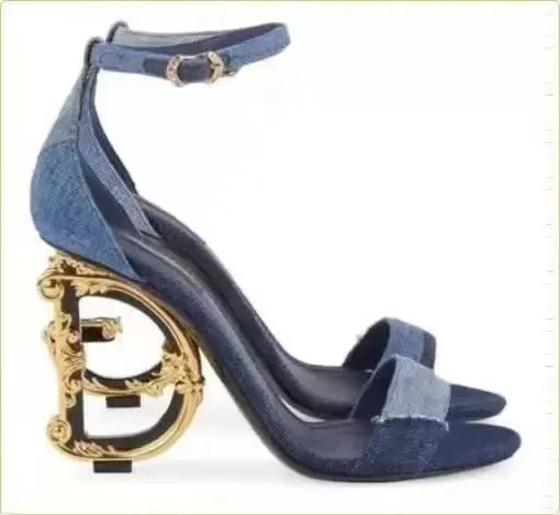 Dior B22 Heel Denim with Gold Logo Heel