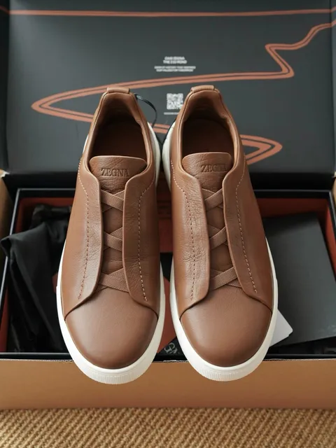 Zegna Triple Stitch Cognac Leather
