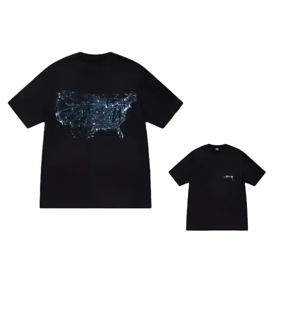 Stüssy Graphic T-Shirt USA Night Map Print