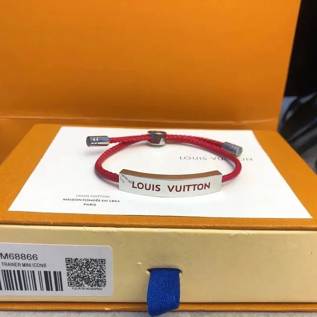 Louis Vuitton Trainer Mini Icons Bracelet Red Leather with Silver Plate