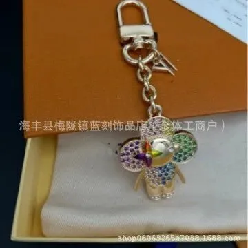 Louis Vuitton Flower Charm Keychain Crystal-Embellished