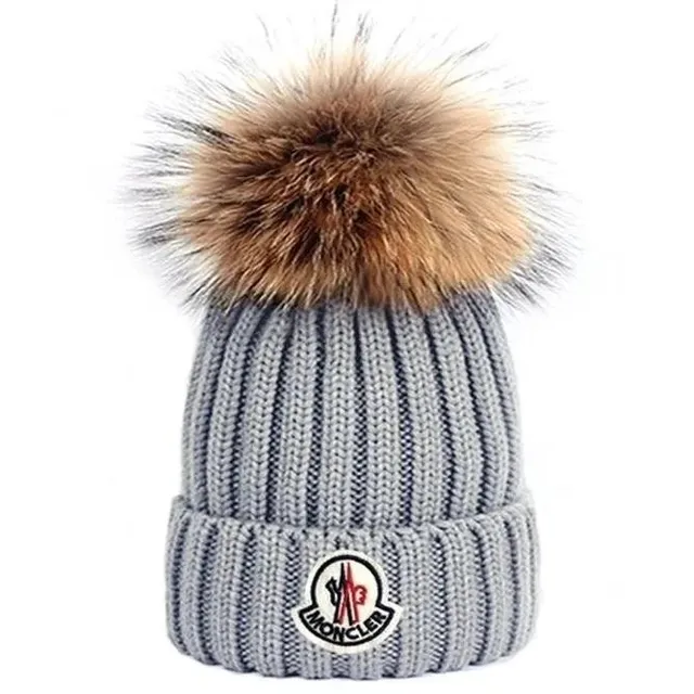 Moncler Pom-Pom Beanie Ribbed Knit with Fur Pom