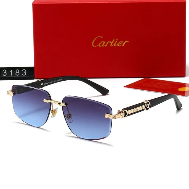 Cartier Sunglasses Gradient Blue Lens with Gold Hardware