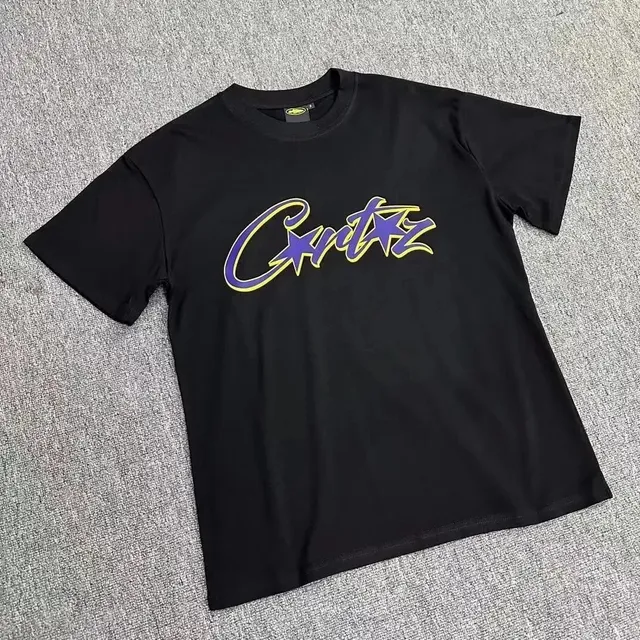 Corteiz Graphic Tee Purple and Yellow Script Logo