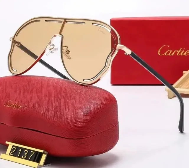Cartier Aviator Sunglasses Gold Frame Amber Lens