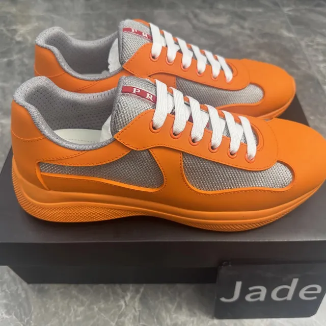Prada Jade Sneaker Orange Mesh Leather
