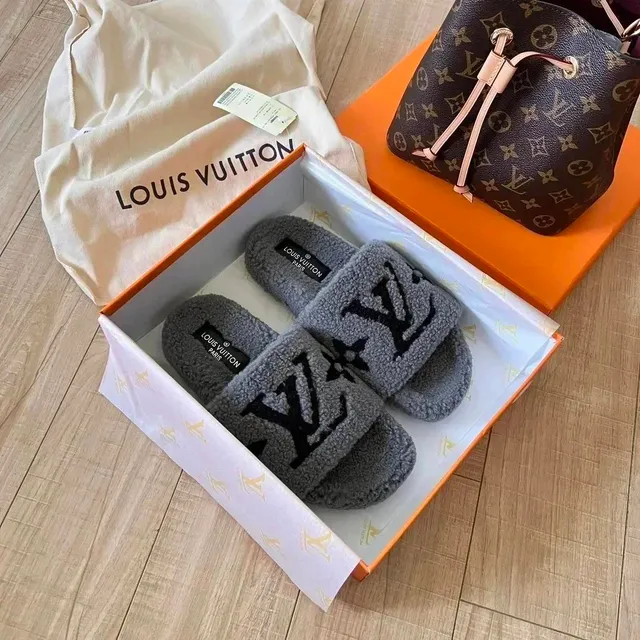 Louis Vuitton LV Slides Monogram Shearling