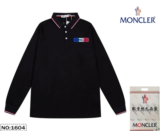 Moncler Long-Sleeve Polo Logo Patch
