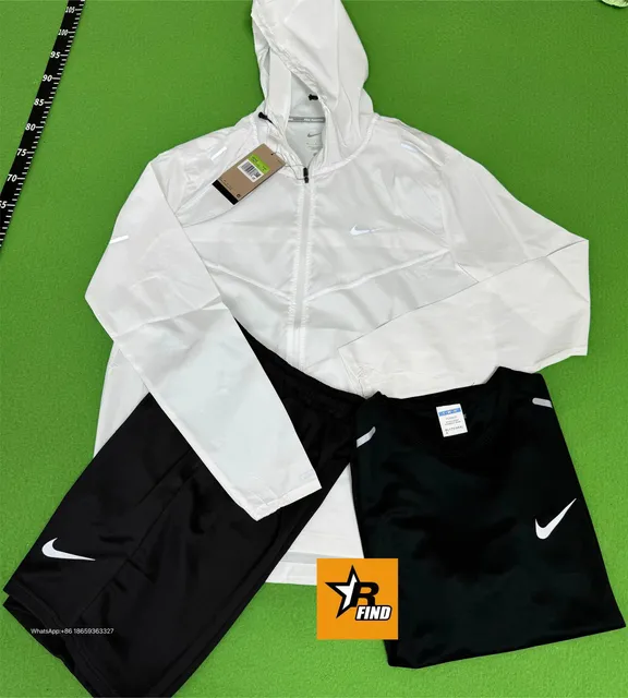 Nike Windrunner Jacket and Shorts Set White/Black