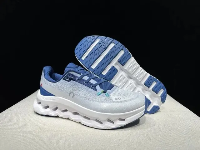 On Cloudmonster White Blue