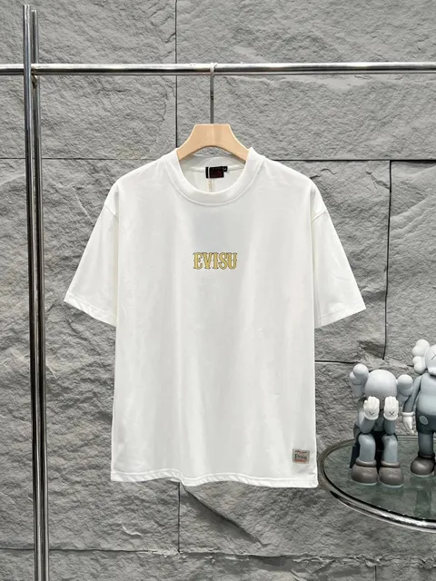Evisu Logo Tee Gold Embroidered