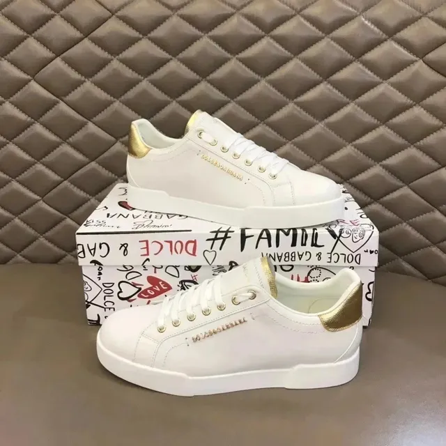 Dolce & Gabbana Sneaker White with Gold Heel Tab