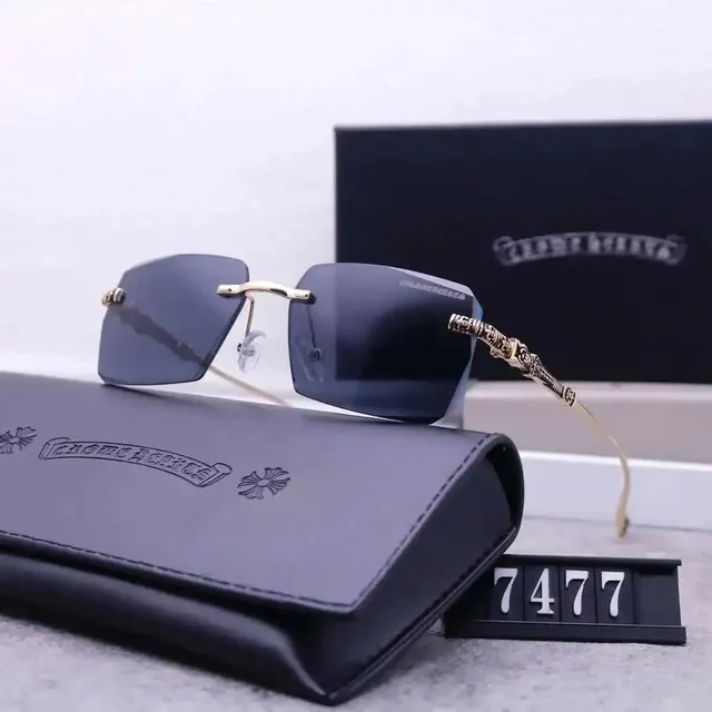 Chrome Hearts Rimless Sunglasses Gold Hardware