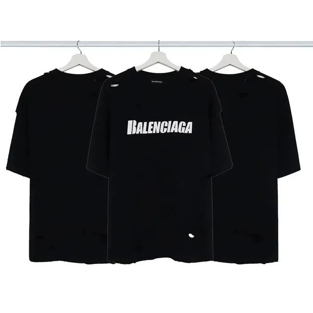 Balenciaga Distressed Logo Tee White Logo