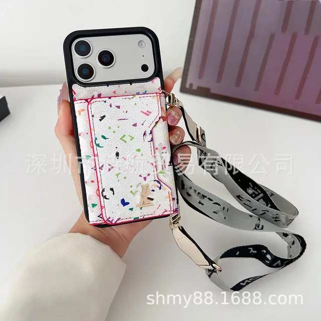 Louis Vuitton Phone Case with Cardholder Strap Confetti Print