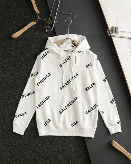 Balenciaga Logo Print Hoodie All-Over Logo