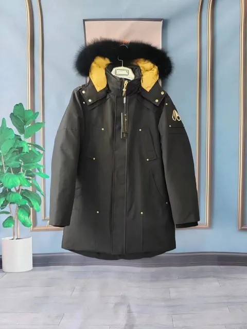 Canada Goose Parka Black with Yellow Lining and Fur Trim