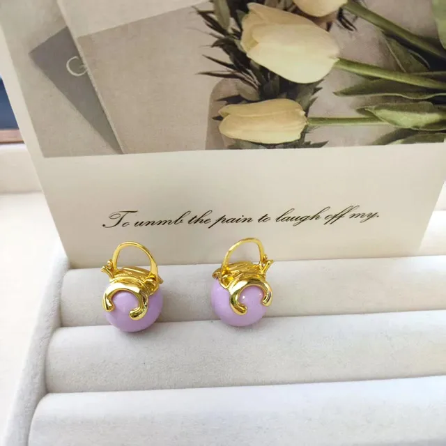 Swarovski Crystal Hoop Earrings Lavender Crystal with Gold-Tone Setting