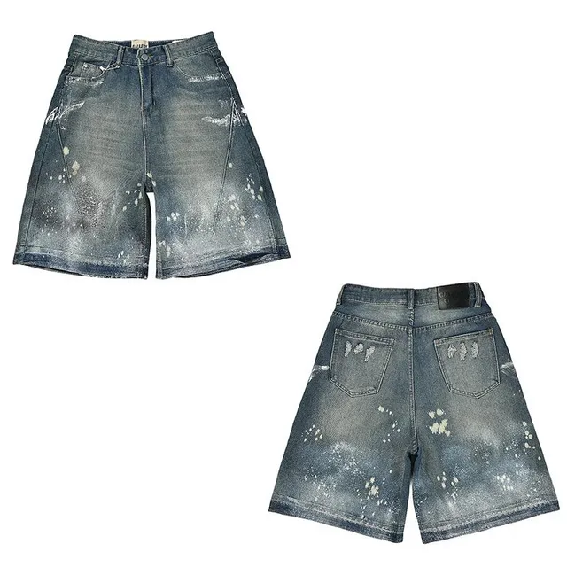 Denim Shorts Bleach Splatter Distressed