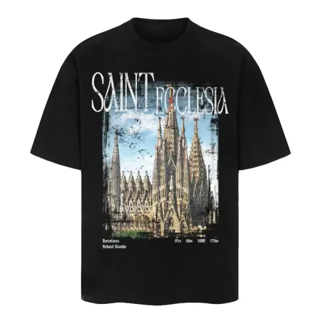 Saint Laurent Graphic T-Shirt Sagrada Familia Print