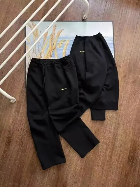 Nike Tech Fleece Joggers Black with Volt Swoosh
