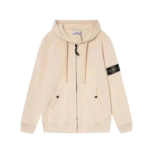 Stone Island Zip-Up Hoodie Beige