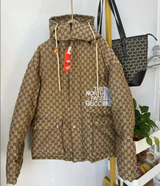 Gucci GG Monogram Puffer Jacket The North Face Logo Patch