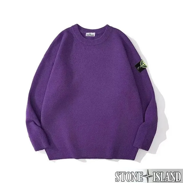 Stone Island Knit Sweater Purple with Compass Patch
