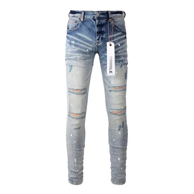 Distressed Slim Fit Jeans Paint-Splatter Ripped