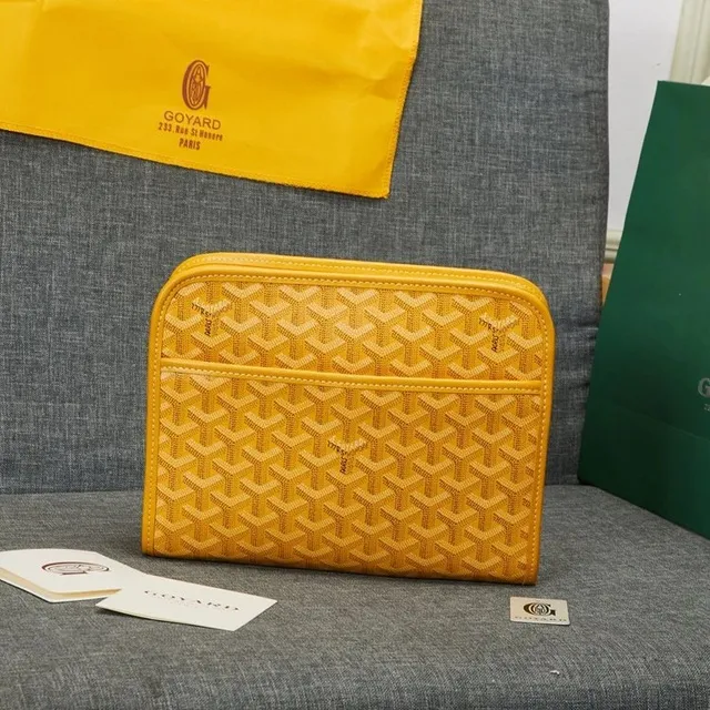 Goyard Saint Louis Pouch Yellow Goyardine Canvas