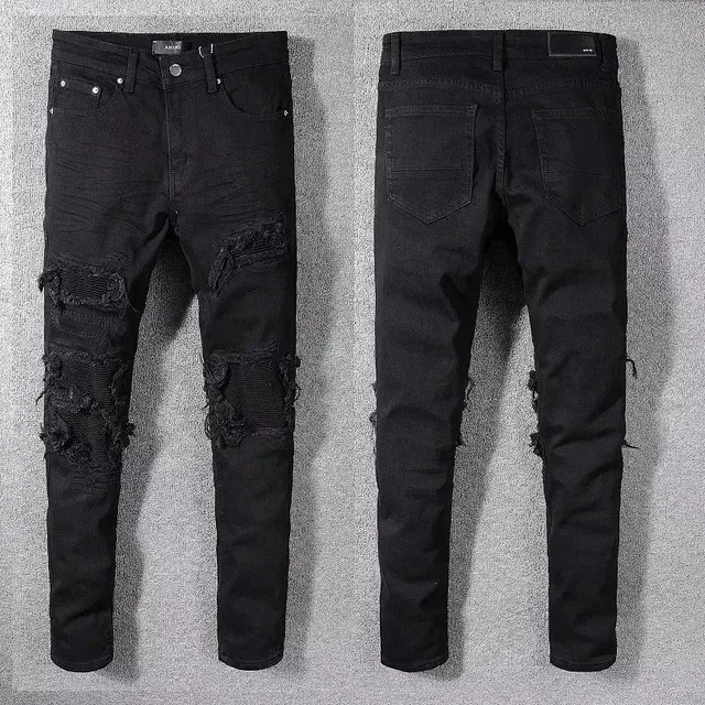 Amiri Distressed Slim Fit Jeans Black Ripped