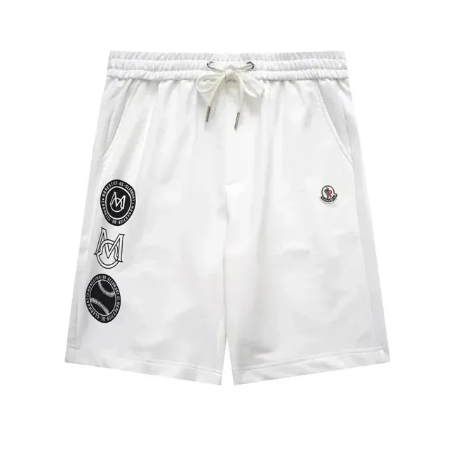 Moncler Logo-Print Shorts White with Black and Red Logos