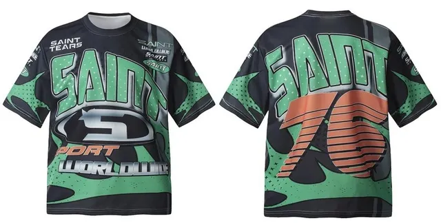 Sport World Wide Jersey Green Black Orange Graphic