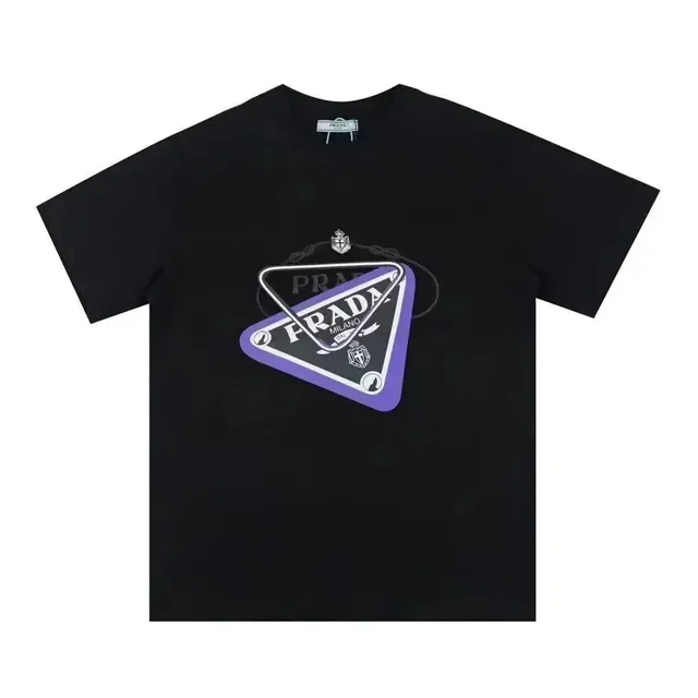 Prada Triangle Logo Tee Purple Trim