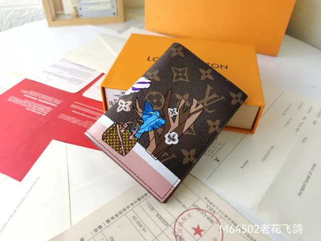 Louis Vuitton Compact Wallet Bird on Branch Print