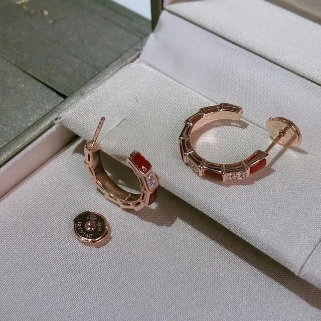 Bulgari Serpenti Earrings Ceramic and Diamond Hoops