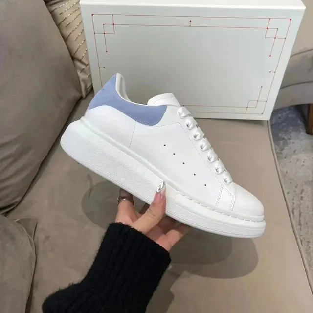 Alexander McQueen Oversized Sneaker White with Light Blue Suede