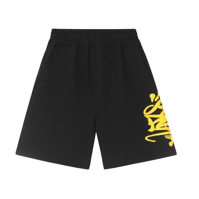Syna World Graffiti Shorts Black with Yellow Logo Print
