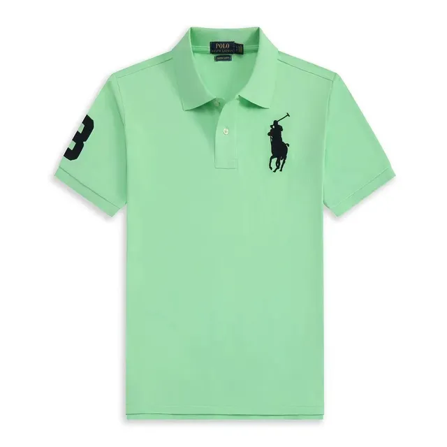 Polo Ralph Lauren Polo Shirt Mint Green with Black Pony and Number 3