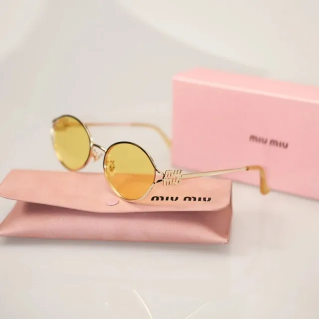 Miu Miu Round Sunglasses Gold Frame Yellow Lens