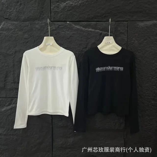 Alexander Wang Long-Sleeve Logo Top Crystal Logo