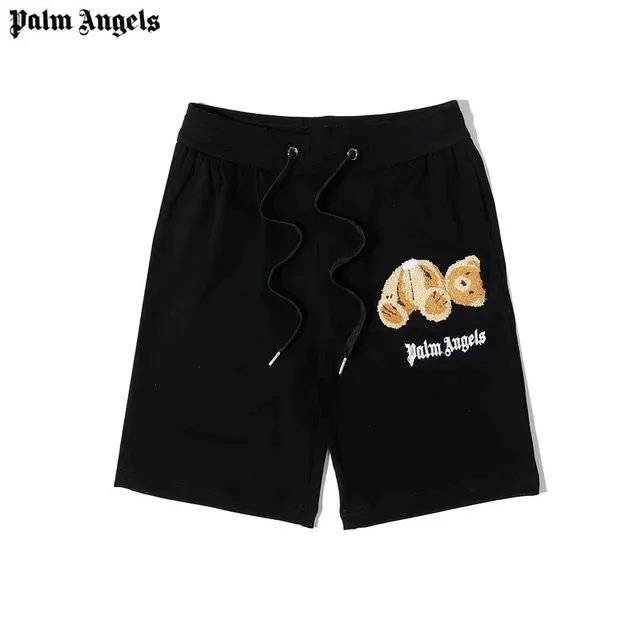 Palm Angels Embroidered Bear Shorts Black with Bear Embroidery