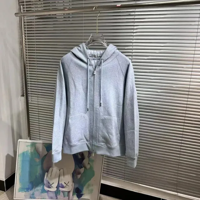 Dior Zip-Up Hoodie Light Grey