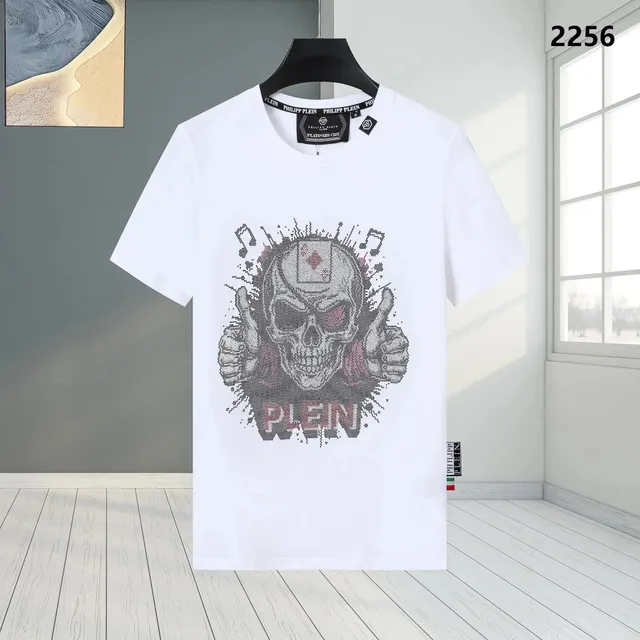 Philipp Plein Skull Graphic Tee Crystal Skull Print