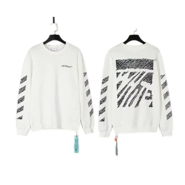 Off-White Crewneck Sweatshirt Diagonal Stripe Print