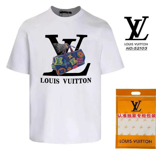 Louis Vuitton Graphic T-Shirt LV Logo with Bag Print