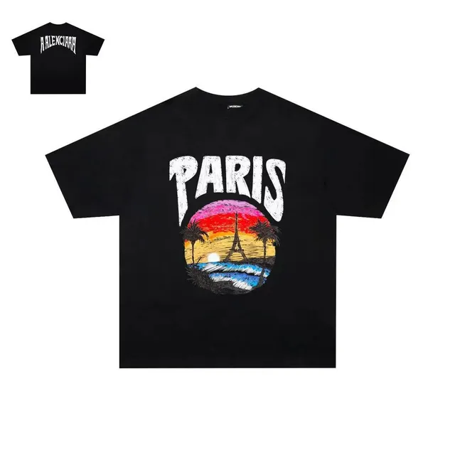 Balenciaga Graphic T-Shirt Paris Sunset Print