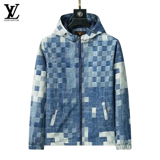 Louis Vuitton Denim Hooded Jacket Patchwork Check