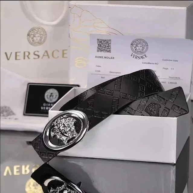 Versace Medusa Belt Greek Key Embossed